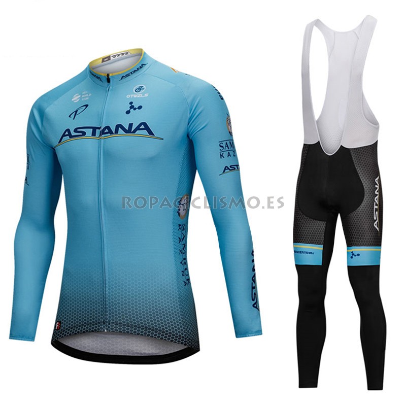 2018 Maillot Astana Tirantes Mangas Largas Azul